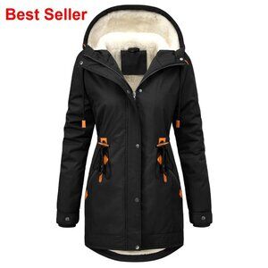 Women's Winter Parka Jacket Fleece Lined Hooded Warm Coat with Pockets
